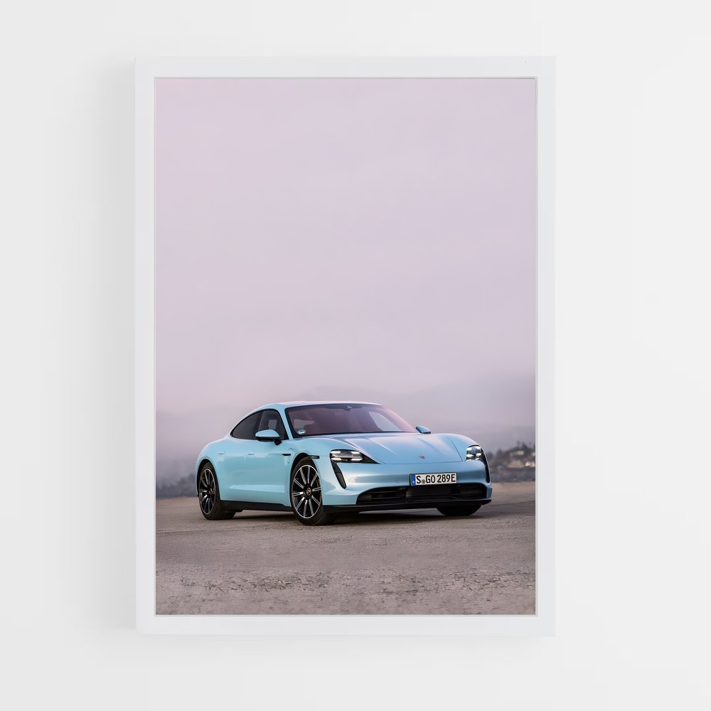 Poster Taycan en Bleu Électrique – affiche Porsche (vue 3)